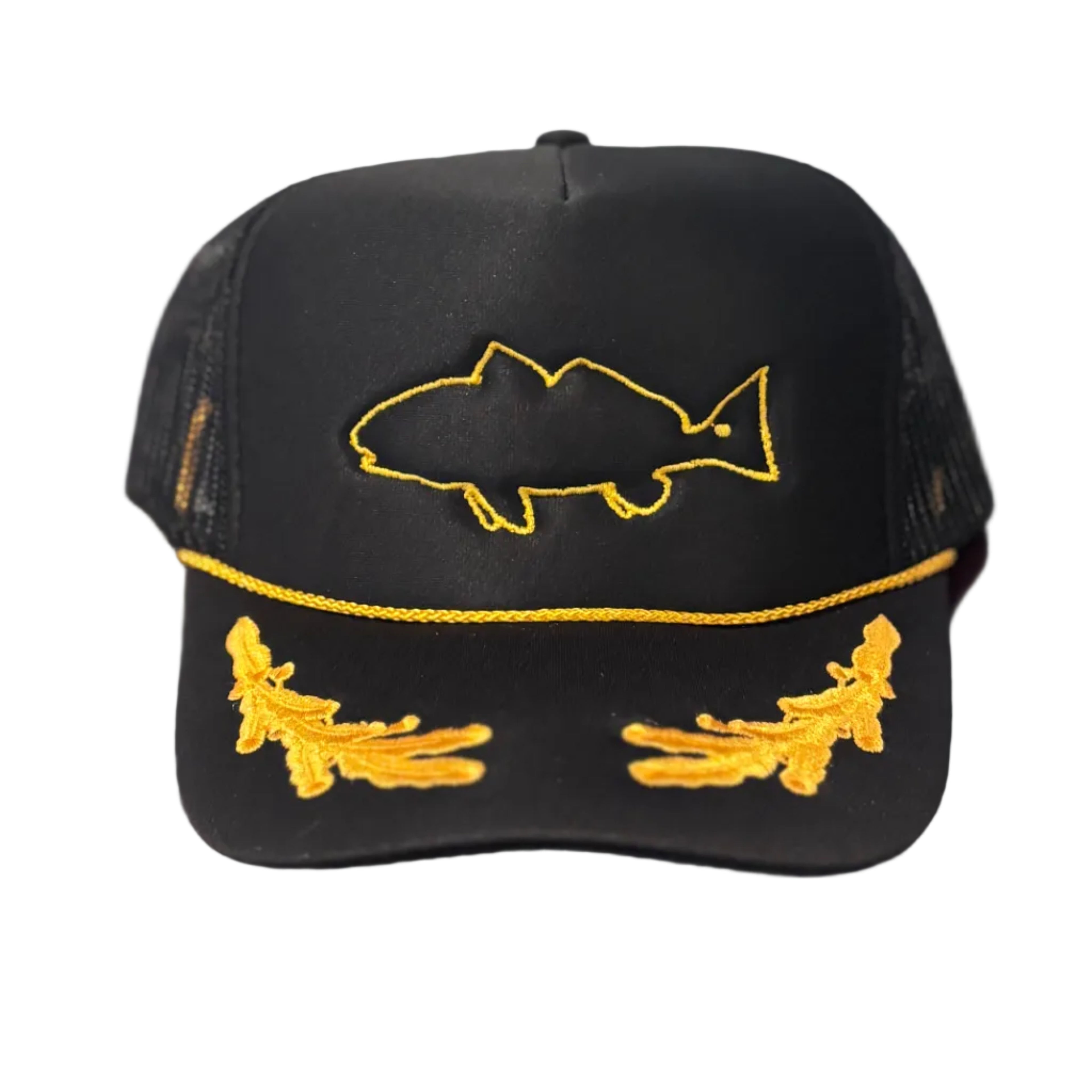El Captain Gold Redfish Outline Foam Trucker